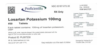 Losartan Potassium 100mg.jpg 63187-072-30 - Losartan Potassium 100mg